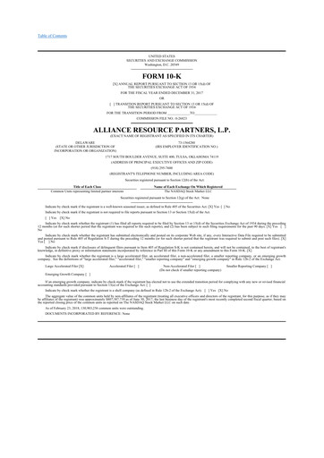 Thumbnail Alliance Resource Partners 10-K Annual Report 2017