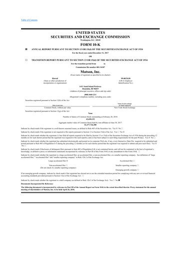 Thumbnail Matson 10-K Annual Report 2017