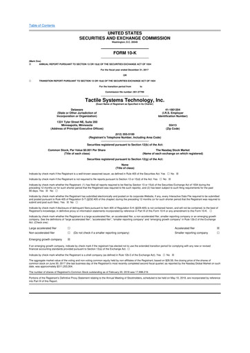 Thumbnail Tactile Medical 10-K Annual Report 2017
