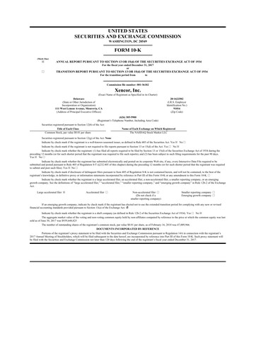 Thumbnail Xencor 10-K Annual Report 2017