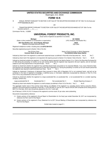 Vorschaubild UFP Industries
 10-K Jahresbericht 2017