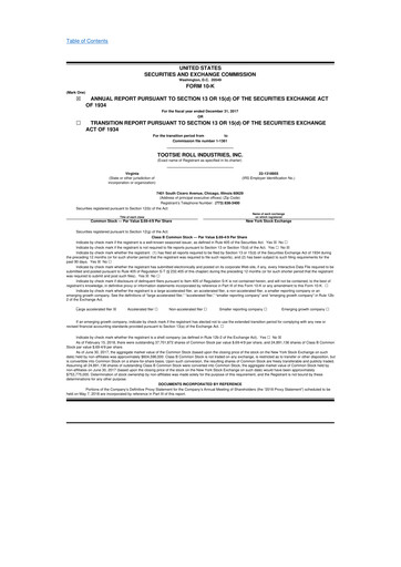 Miniature Tootsie Roll Industries
 10-K Rapport annuel 2017