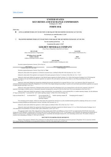 Thumbnail Golden Minerals
 10-K Annual Report 2017