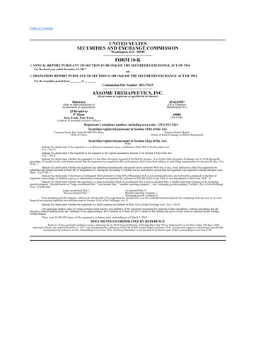 Thumbnail Axsome Therapeutics
 10-K Annual Report 2017