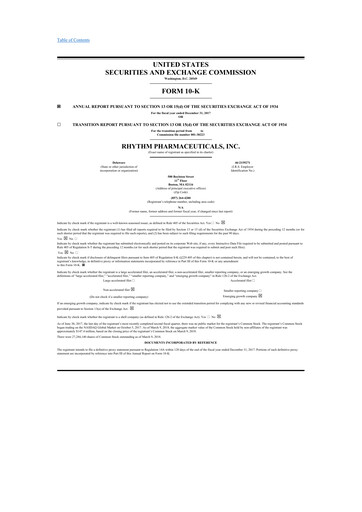 Thumbnail Rhythm Pharmaceuticals 10-K Annual Report 2017