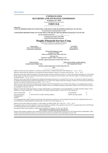 Thumbnail Peoples Financial Services 10-K Annual Report 2017