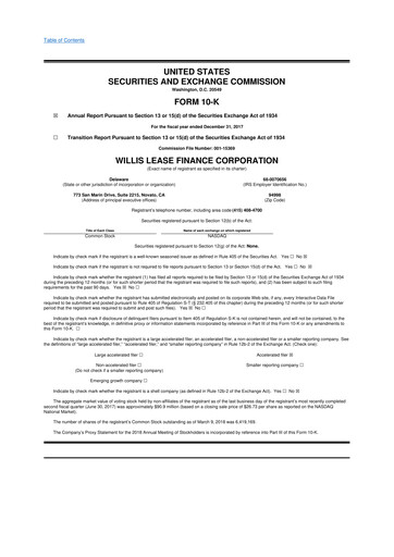 Thumbnail Willis Lease Finance Corporation 10-K Annual Report 2017