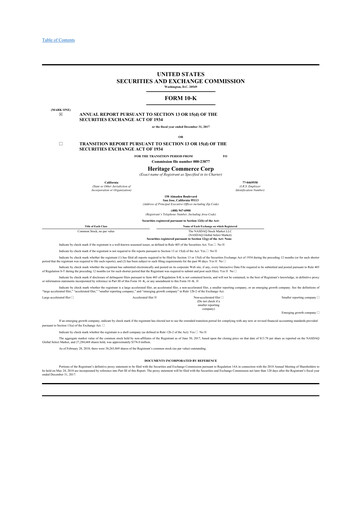 Thumbnail Heritage Commerce 10-K Annual Report 2017