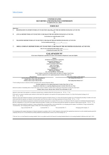 Vorschaubild Galapagos NV 20-F Jahresbericht 2017