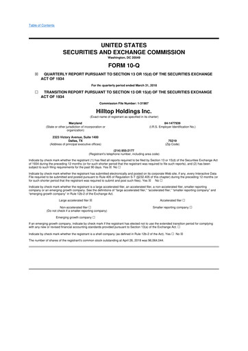 Miniature Hilltop Holdings 10-Q Rapport trimestriel 2018 