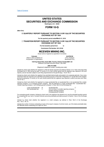 Thumbnail McEwen Mining 10-Q Quarterly Report FY2018 