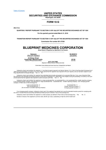 Thumbnail Blueprint Medicines
 10-Q Quarterly Report FY2018 