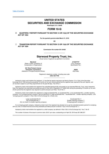 Thumbnail Starwood Property Trust 10-Q Quarterly Report FY2018 