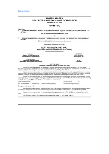 Vorschaubild Editas Medicine
 10-Q Quartalsbericht 2018 