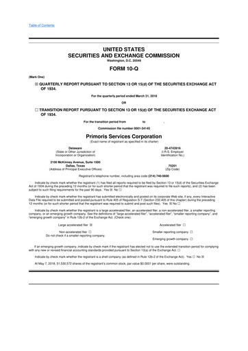 Vorschaubild Primoris Services Corporation
 10-Q Quartalsbericht 2018 