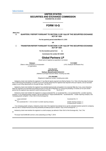 Thumbnail Global Partners LP 10-Q Quarterly Report FY2018 
