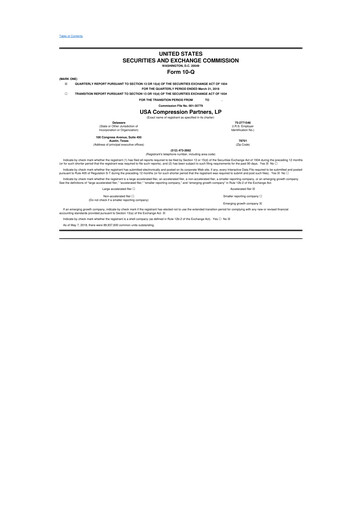 Thumbnail USA Compression Partners
 10-Q Quarterly Report FY2018 