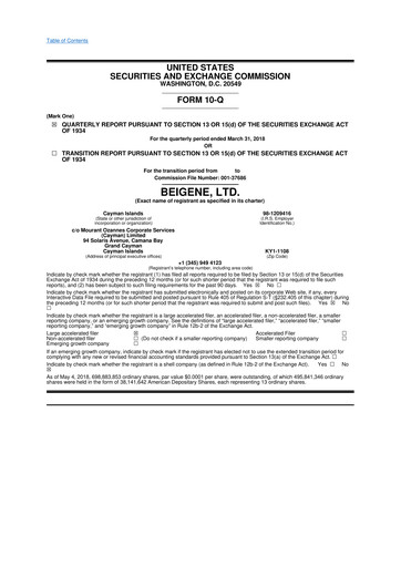 Thumbnail BeOne Medicines 10-Q Quarterly Report FY2018 