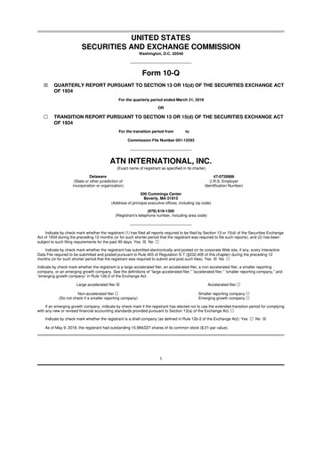Thumbnail ATN International 10-Q Quarterly Report FY2018 