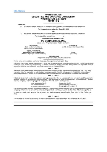 Miniature PC Connection
 10-Q Rapport trimestriel 2018 