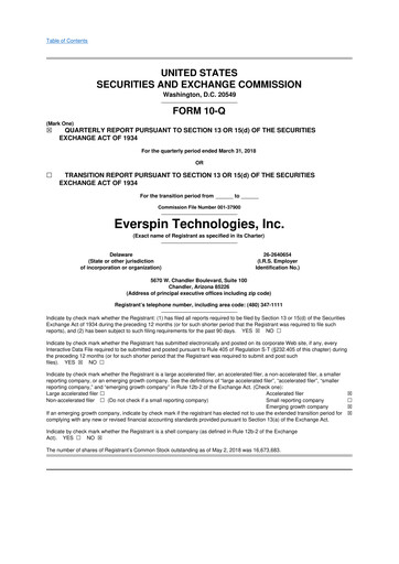 Thumbnail Everspin Technologies 10-Q Quarterly Report FY2018 