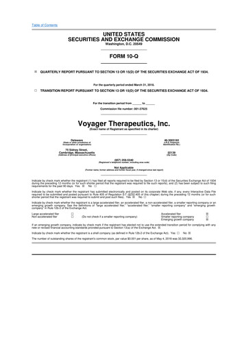 Thumbnail Voyager Therapeutics
 10-Q Quarterly Report FY2018 