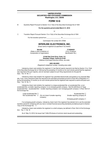 Thumbnail Interlink Electronics 10-Q Quarterly Report FY2018 