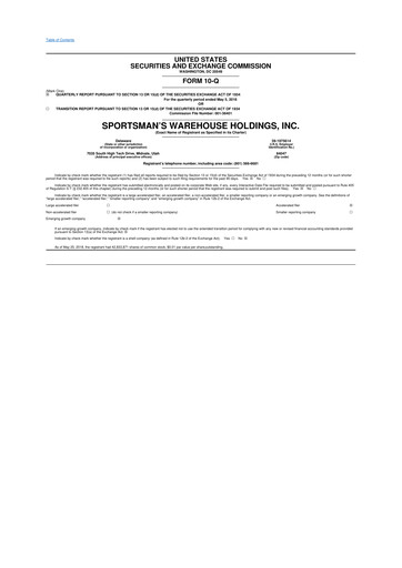 Thumbnail Sportsman's Warehouse 10-Q Quarterly Report FY2018 