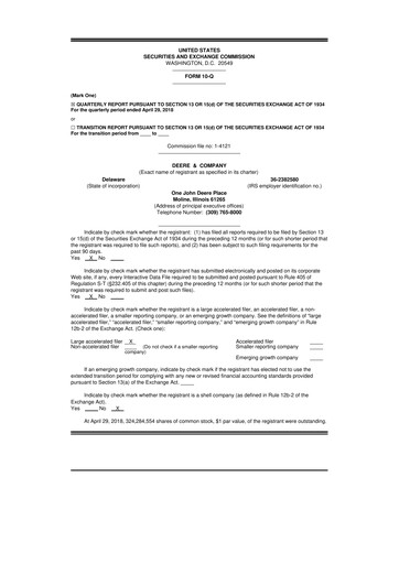 Thumbnail Deere & Company (John Deere) 10-Q Quarterly Report FY2018 