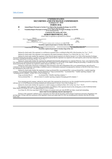 Thumbnail AeroVironment 10-K Annual Report 2018