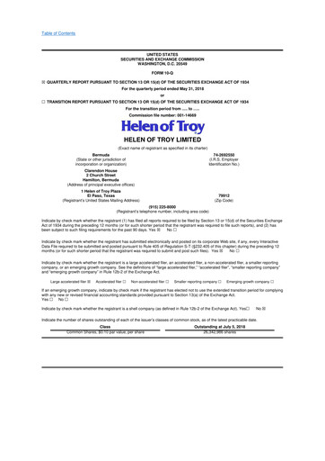 Vorschaubild Helen of Troy 10-Q Quartalsbericht 2019 