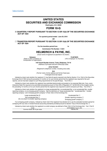 Thumbnail Helmerich & Payne

 10-Q Quarterly Report FY2018 