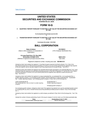 Vorschaubild Ball Corporation
 10-Q Quartalsbericht 2018 