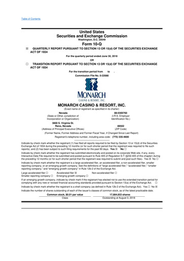 Thumbnail Monarch Casino & Resort 10-Q Quarterly Report FY2018 