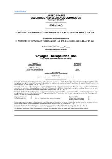 Thumbnail Voyager Therapeutics
 10-Q Quarterly Report FY2018 