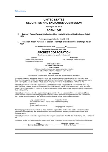 Thumbnail ArcBest 10-Q Quarterly Report FY2018 