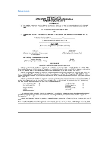 Thumbnail GMS 10-Q Quarterly Report FY2019 