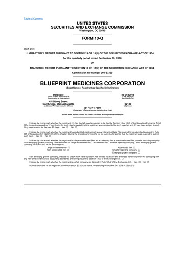 Thumbnail Blueprint Medicines
 10-Q Quarterly Report FY2018 