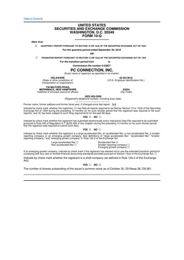 Miniature PC Connection
 10-Q Rapport trimestriel 2018 