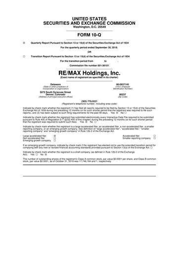 Thumbnail RE/MAX Holdings 10-Q Quarterly Report FY2018 