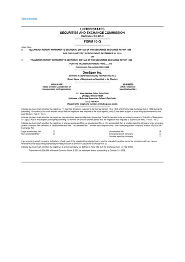 Vorschaubild OneSpan 10-Q Quartalsbericht 2018 