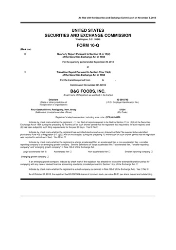 Vorschaubild B&G Foods

 10-Q Quartalsbericht 2018 