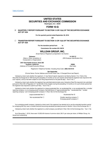 Thumbnail Willdan Group
 10-Q Quarterly Report FY2018 
