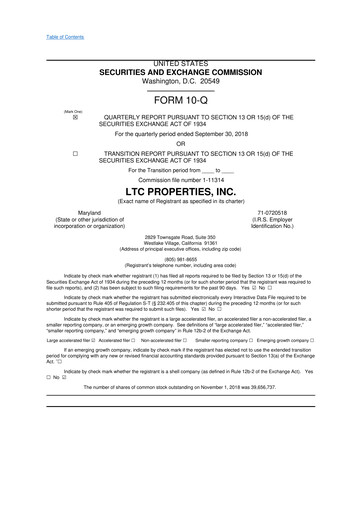 Thumbnail LTC Properties 10-Q Quarterly Report FY2018 