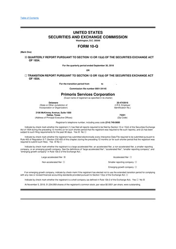 Vorschaubild Primoris Services Corporation
 10-Q Quartalsbericht 2018 