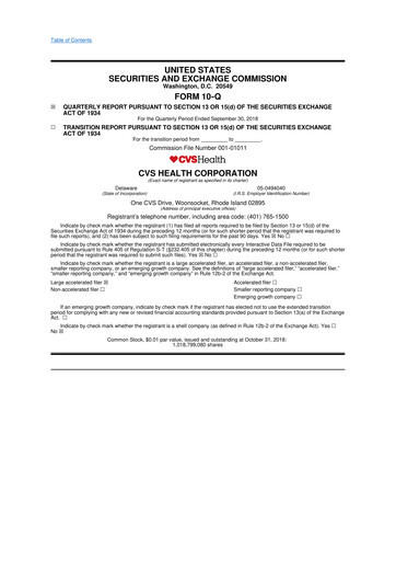 Vorschaubild CVS Health 10-Q Quartalsbericht 2018 