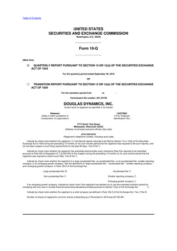 Thumbnail Douglas Dynamics
 10-Q Quarterly Report FY2018 