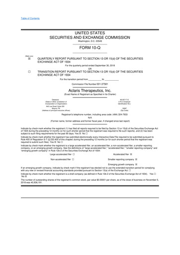 Thumbnail Aclaris Therapeutics 10-Q Quarterly Report FY2018 