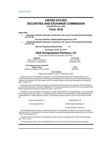 Thumbnail USA Compression Partners
 10-Q Quarterly Report FY2018 