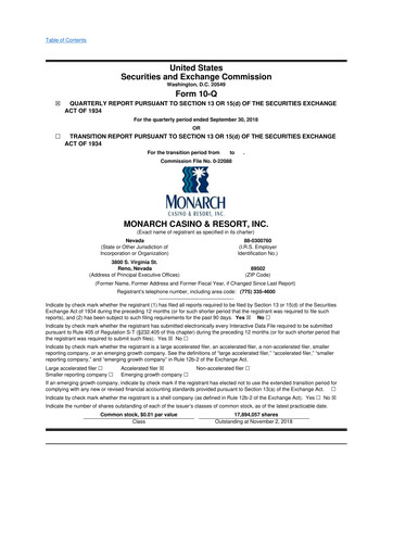 Thumbnail Monarch Casino & Resort 10-Q Quarterly Report FY2018 
